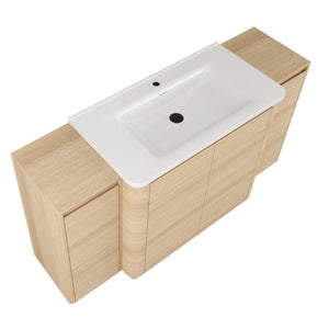 English Elm 60 Inch Freestanding Bathroom Vanity American Oak Plywood with Ceramic Sink Soft Close W999S00574