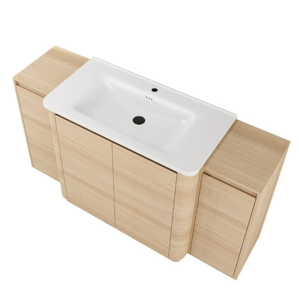 English Elm 60 Inch Freestanding Bathroom Vanity American Oak Plywood with Ceramic Sink Soft Close W999S00574
