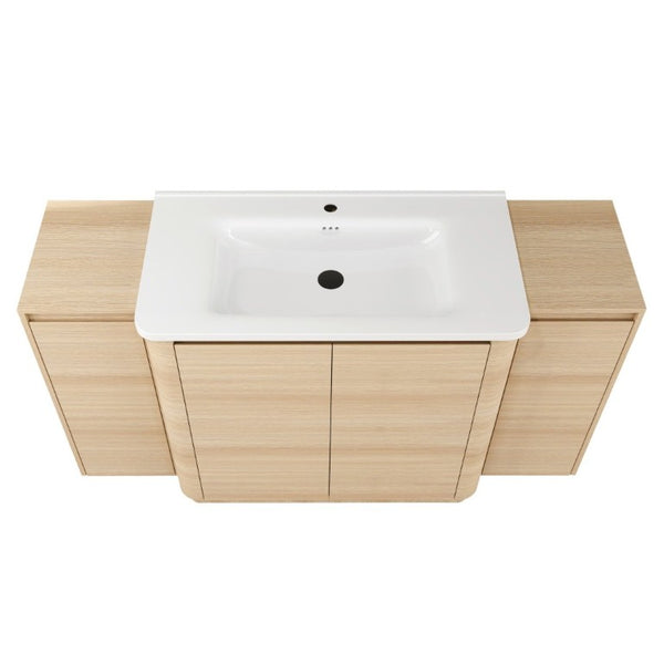 English Elm 60 Inch Freestanding Bathroom Vanity American Oak Plywood with Ceramic Sink Soft Close W999S00574