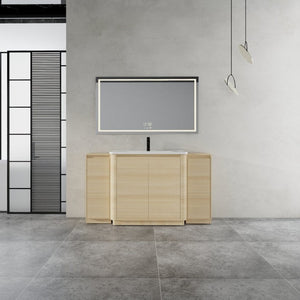 English Elm 60 Inch Freestanding Bathroom Vanity American Oak Plywood with Ceramic Sink Soft Close W999S00574