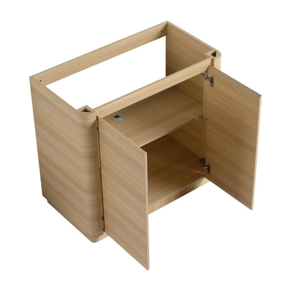 English Elm 60 Inch Freestanding Bathroom Vanity American Oak Plywood with Ceramic Sink Soft Close W999S00574