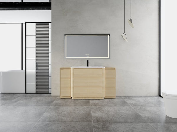 English Elm 60 Inch Freestanding Bathroom Vanity American Oak Plywood with Ceramic Sink Soft Close W999S00574
