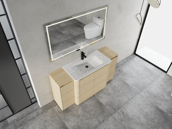 English Elm 60 Inch Freestanding Bathroom Vanity American Oak Plywood with Ceramic Sink Soft Close W999S00574