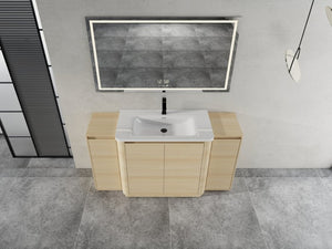 English Elm 60 Inch Freestanding Bathroom Vanity American Oak Plywood with Ceramic Sink Soft Close W999S00574