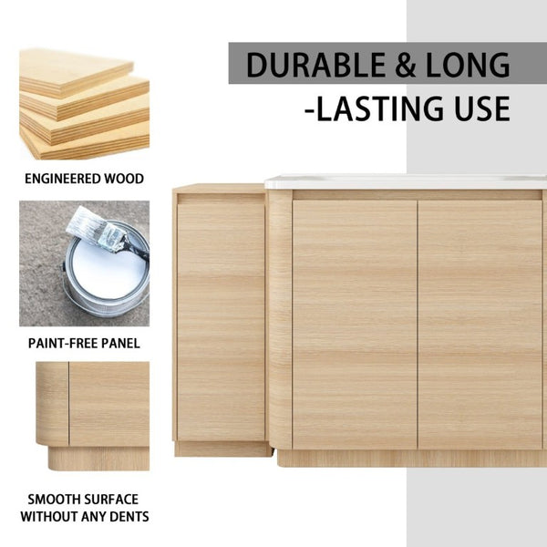 English Elm 60 Inch Freestanding Bathroom Vanity American Oak Plywood with Ceramic Sink Soft Close W999S00574