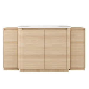 English Elm 64 Inch Freestanding Bathroom Vanity American Oak Plywood with Ceramic Sink Storage W999S00575