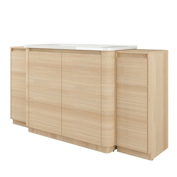 English Elm 64 Inch Freestanding Bathroom Vanity American Oak Plywood with Ceramic Sink Storage W999S00575