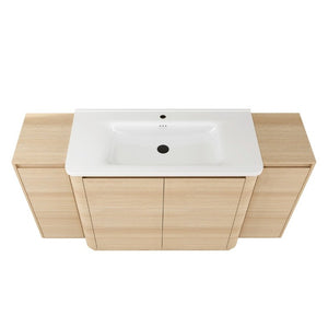 English Elm 64 Inch Freestanding Bathroom Vanity American Oak Plywood with Ceramic Sink Storage W999S00575
