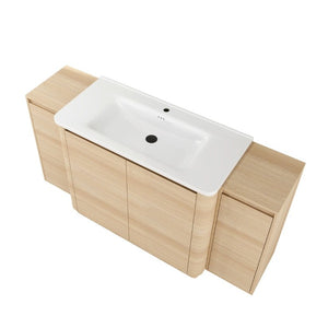 English Elm 64 Inch Freestanding Bathroom Vanity American Oak Plywood with Ceramic Sink Storage W999S00575