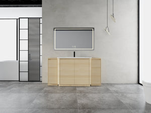 English Elm 64 Inch Freestanding Bathroom Vanity American Oak Plywood with Ceramic Sink Storage W999S00575