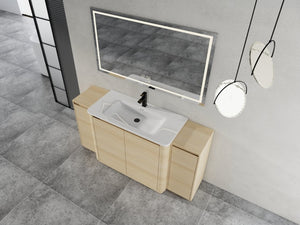 English Elm 64 Inch Freestanding Bathroom Vanity American Oak Plywood with Ceramic Sink Storage W999S00575