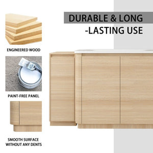 English Elm 64 Inch Freestanding Bathroom Vanity American Oak Plywood with Ceramic Sink Storage W999S00575