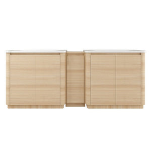 English Elm 84 Inch Freestanding Double Sink Bathroom Vanity in American Oak with Soft Close Doors W999S00576