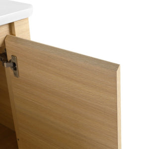 English Elm 84 Inch Freestanding Double Sink Bathroom Vanity in American Oak with Soft Close Doors W999S00576