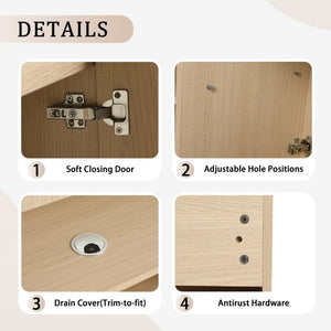 English Elm 42 Inch Freestanding Bathroom Vanity with Integrated Resin Sink Plywood Build Dune Oak W999S00578