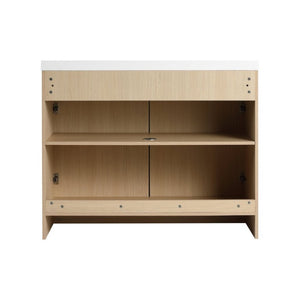 English Elm 42 Inch Freestanding Bathroom Vanity with Integrated Resin Sink Plywood Build Dune Oak W999S00578