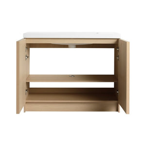 English Elm 42 Inch Freestanding Bathroom Vanity with Integrated Resin Sink Plywood Build Dune Oak W999S00578