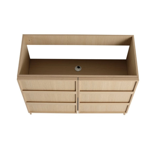 English Elm 42 Inch Freestanding Bathroom Vanity with Integrated Resin Sink Plywood Build Dune Oak W999S00578