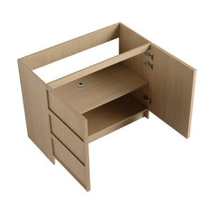 English Elm 42 Inch Freestanding Bathroom Vanity with Integrated Resin Sink Plywood Build Dune Oak W999S00578