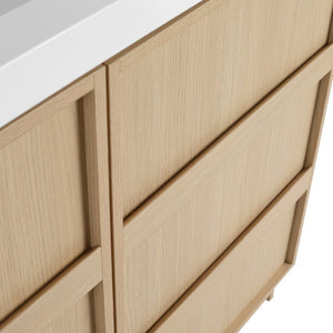 English Elm 42 Inch Freestanding Bathroom Vanity with Integrated Resin Sink Plywood Build Dune Oak W999S00578