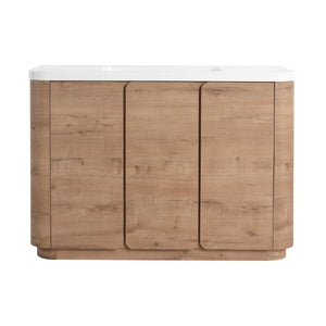 English Elm 48 Inch Freestanding Bathroom Vanity with Resin Sink Soft Close Oak Plywood Cabinet W999S00579