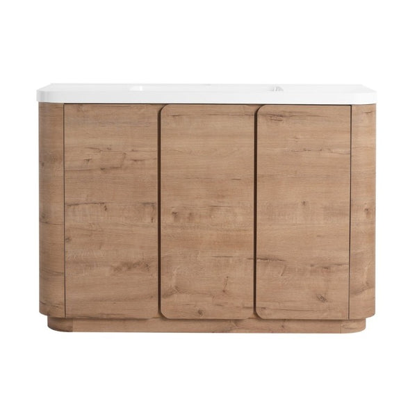 English Elm 48 Inch Freestanding Bathroom Vanity with Resin Sink Soft Close Oak Plywood Cabinet W999S00579