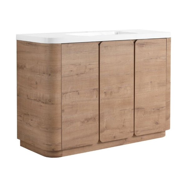 English Elm 48 Inch Freestanding Bathroom Vanity with Resin Sink Soft Close Oak Plywood Cabinet W999S00579