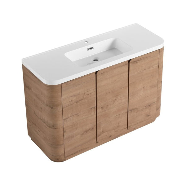 English Elm 48 Inch Freestanding Bathroom Vanity with Resin Sink Soft Close Oak Plywood Cabinet W999S00579