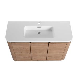English Elm 48 Inch Freestanding Bathroom Vanity with Resin Sink Soft Close Oak Plywood Cabinet W999S00579
