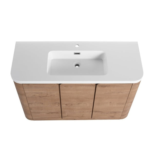 English Elm 48 Inch Freestanding Bathroom Vanity with Resin Sink Soft Close Oak Plywood Cabinet W999S00579