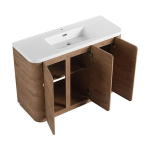 English Elm 48 Inch Freestanding Bathroom Vanity with Resin Sink Soft Close Oak Plywood Cabinet W999S00579