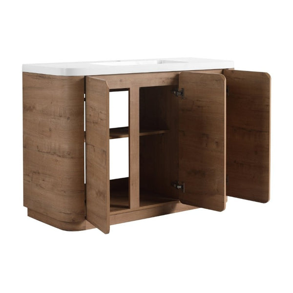 English Elm 48 Inch Freestanding Bathroom Vanity with Resin Sink Soft Close Oak Plywood Cabinet W999S00579