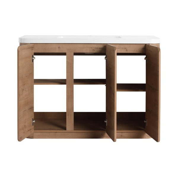 English Elm 48 Inch Freestanding Bathroom Vanity with Resin Sink Soft Close Oak Plywood Cabinet W999S00579