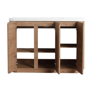 English Elm 48 Inch Freestanding Bathroom Vanity with Resin Sink Soft Close Oak Plywood Cabinet W999S00579