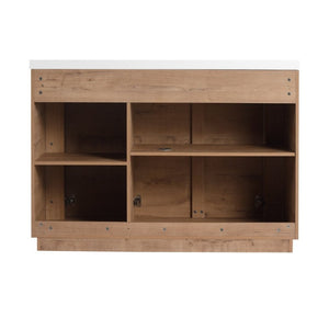 English Elm 48 Inch Freestanding Bathroom Vanity with Resin Sink Soft Close Oak Plywood Cabinet W999S00579