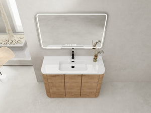 English Elm 48 Inch Freestanding Bathroom Vanity with Resin Sink Soft Close Oak Plywood Cabinet W999S00579
