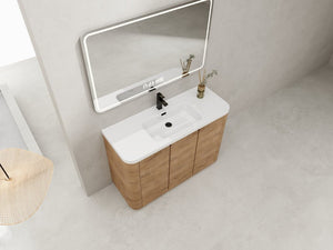 English Elm 48 Inch Freestanding Bathroom Vanity with Resin Sink Soft Close Oak Plywood Cabinet W999S00579