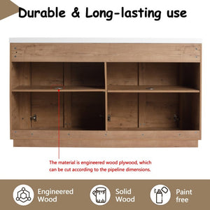 English Elm 60 Inch Freestanding Bathroom Vanity Oak Finish Plywood Cabinet with Resin Sink W999S00580