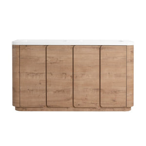 English Elm 60 Inch Freestanding Bathroom Vanity Oak Finish Plywood Cabinet with Resin Sink W999S00580