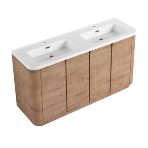 English Elm 60 Inch Freestanding Bathroom Vanity Oak Finish Plywood Cabinet with Resin Sink W999S00580