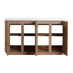 English Elm 60 Inch Freestanding Bathroom Vanity Oak Finish Plywood Cabinet with Resin Sink W999S00580