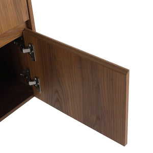English Elm 32(31-1/2 Inch Wall Mounted Vanity Plywood Cabinet Ceramic Sink Soft Close Storage W999S00581