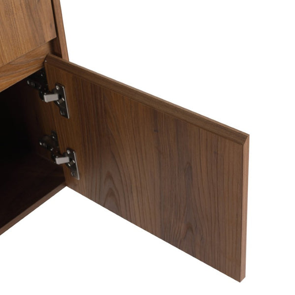 English Elm 32(31-1/2 Inch Wall Mounted Vanity Plywood Cabinet Ceramic Sink Soft Close Storage W999S00581