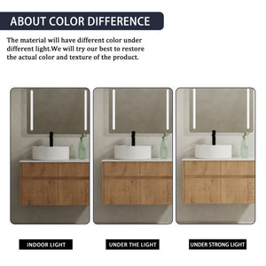 English Elm 32(31-1/2) Inch Wall Mounted Bathroom Vanity Plywood Cabinet with Ceramic Art Sink 32 inches Plywood W999S00584