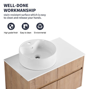 English Elm 32(31-1/2) Inch Wall Mounted Bathroom Vanity Plywood Cabinet with Ceramic Art Sink 32 inches Plywood W999S00584