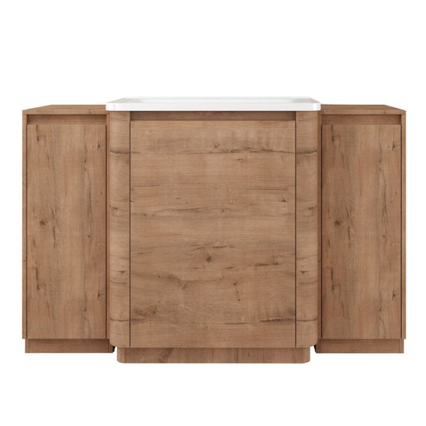 English Elm 32(31-1/2) Inch Wall Mounted Bathroom Vanity Plywood Cabinet with Ceramic Art Sink 52 inches Plywood W999S00587