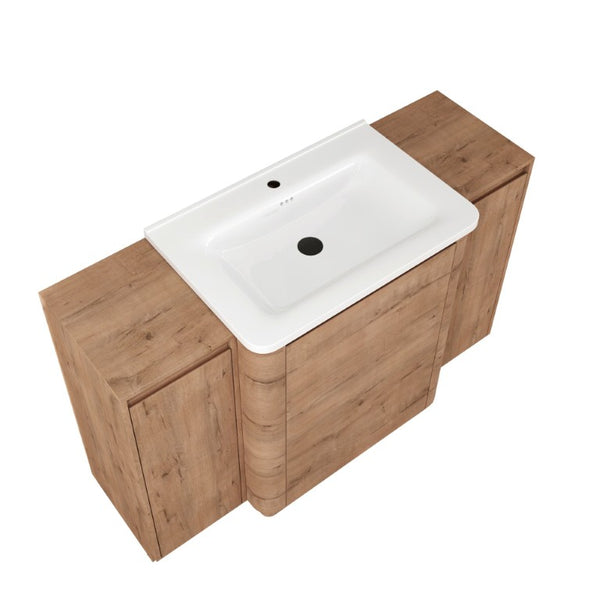 English Elm 32(31-1/2) Inch Wall Mounted Bathroom Vanity Plywood Cabinet with Ceramic Art Sink 52 inches Plywood W999S00587