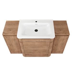 English Elm 32(31-1/2) Inch Wall Mounted Bathroom Vanity Plywood Cabinet with Ceramic Art Sink 52 inches Plywood W999S00587