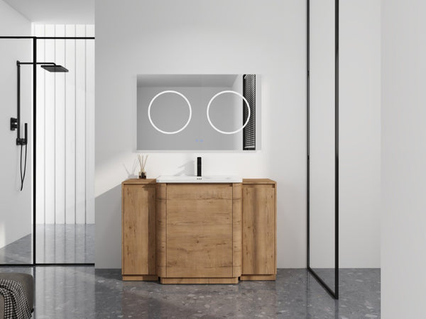 English Elm 32(31-1/2) Inch Wall Mounted Bathroom Vanity Plywood Cabinet with Ceramic Art Sink 52 inches Plywood W999S00587