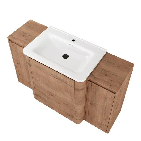 English Elm 32(31-1/2) Inch Wall Mounted Bathroom Vanity Plywood Cabinet with Ceramic Art Sink 52 inches Plywood W999S00587